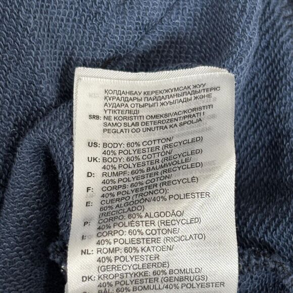 Adidas Hoodie Men's Medium Navy Blue Pullover Sweatshirt Athletic Thumb Holes - Picture 9 of 10